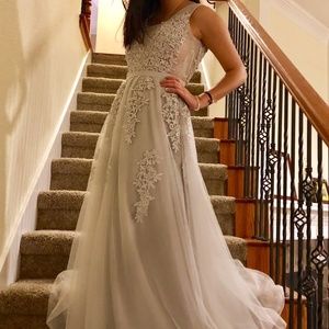 Custom-made Silver Embroidered Prom Dress